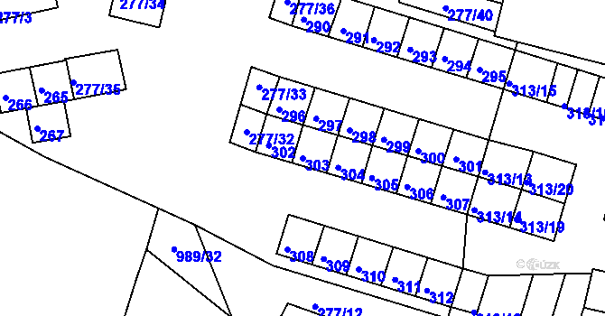 Parcela st. 303 v KÚ Chlumec u Chabařovic, Katastrální mapa