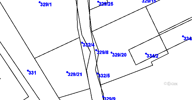 Parcela st. 329/8 v KÚ Chlumec u Chabařovic, Katastrální mapa