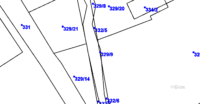Parcela st. 329/9 v KÚ Chlumec u Chabařovic, Katastrální mapa