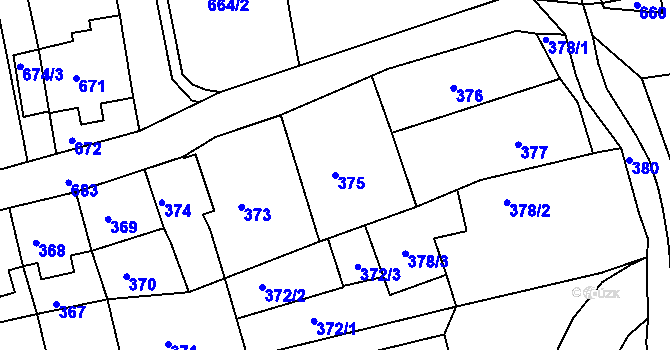 Parcela st. 375 v KÚ Chlumec u Chabařovic, Katastrální mapa