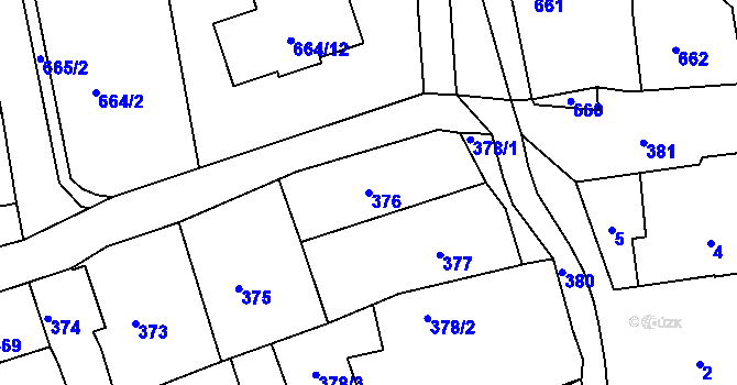 Parcela st. 376 v KÚ Chlumec u Chabařovic, Katastrální mapa