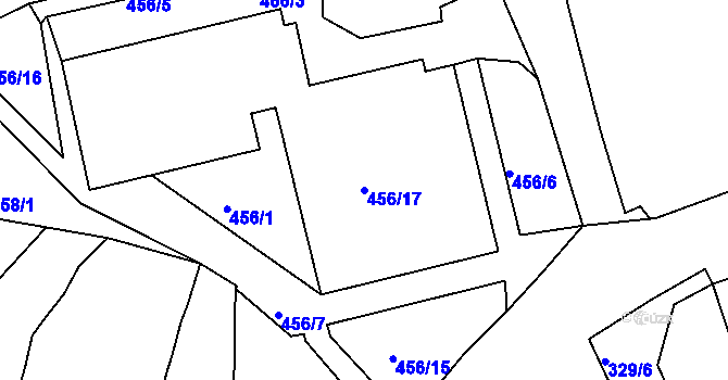Parcela st. 456/17 v KÚ Chlumec u Chabařovic, Katastrální mapa