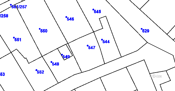 Parcela st. 547 v KÚ Chlumec u Chabařovic, Katastrální mapa