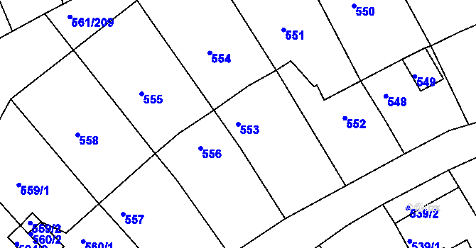 Parcela st. 553 v KÚ Chlumec u Chabařovic, Katastrální mapa