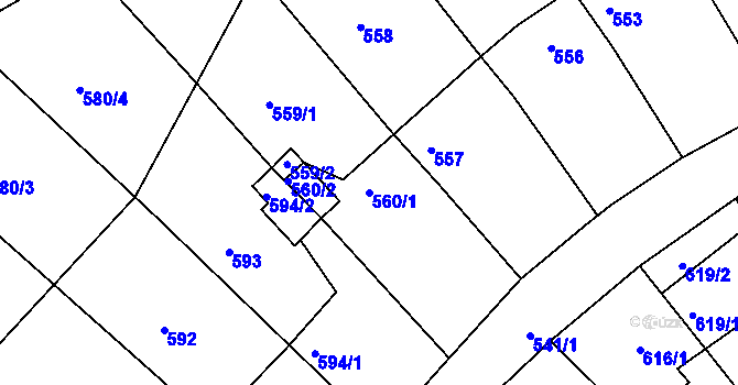 Parcela st. 560/1 v KÚ Chlumec u Chabařovic, Katastrální mapa