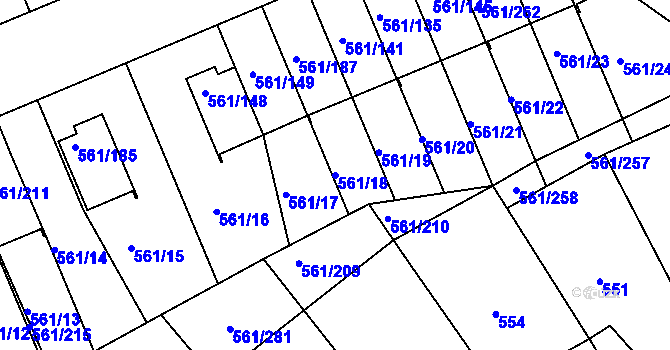 Parcela st. 561/18 v KÚ Chlumec u Chabařovic, Katastrální mapa