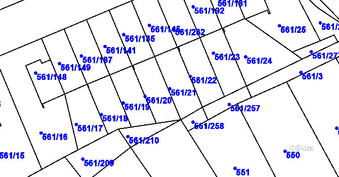 Parcela st. 561/21 v KÚ Chlumec u Chabařovic, Katastrální mapa