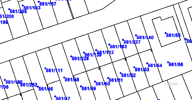 Parcela st. 561/112 v KÚ Chlumec u Chabařovic, Katastrální mapa