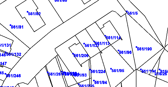 Parcela st. 561/137 v KÚ Chlumec u Chabařovic, Katastrální mapa