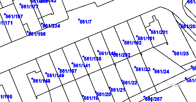 Parcela st. 561/145 v KÚ Chlumec u Chabařovic, Katastrální mapa