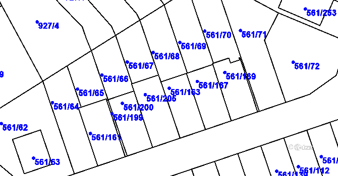 Parcela st. 561/163 v KÚ Chlumec u Chabařovic, Katastrální mapa
