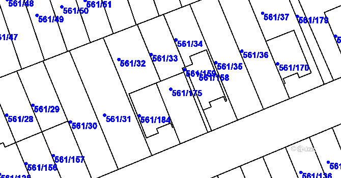 Parcela st. 561/175 v KÚ Chlumec u Chabařovic, Katastrální mapa