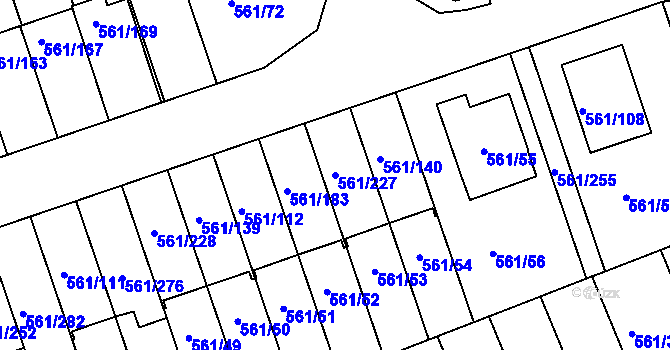 Parcela st. 561/227 v KÚ Chlumec u Chabařovic, Katastrální mapa
