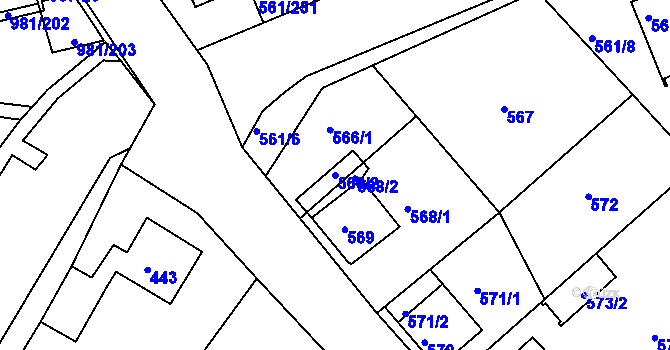 Parcela st. 566/2 v KÚ Chlumec u Chabařovic, Katastrální mapa