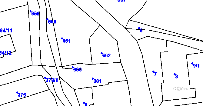 Parcela st. 662 v KÚ Chlumec u Chabařovic, Katastrální mapa