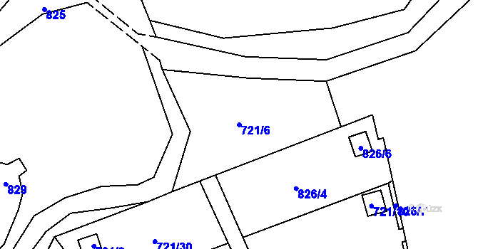 Parcela st. 721/6 v KÚ Chlumec u Chabařovic, Katastrální mapa
