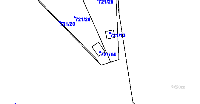 Parcela st. 721/14 v KÚ Chlumec u Chabařovic, Katastrální mapa