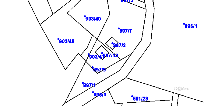 Parcela st. 897/13 v KÚ Chlumec u Chabařovic, Katastrální mapa