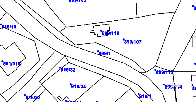 Parcela st. 899/1 v KÚ Chlumec u Chabařovic, Katastrální mapa