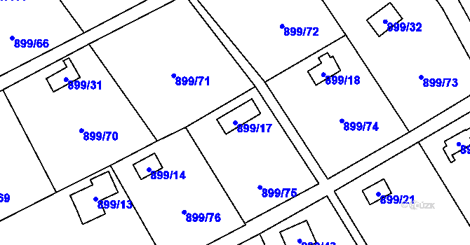 Parcela st. 899/17 v KÚ Chlumec u Chabařovic, Katastrální mapa