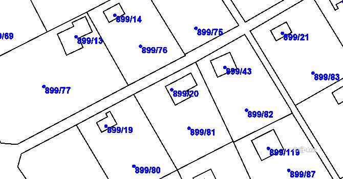 Parcela st. 899/20 v KÚ Chlumec u Chabařovic, Katastrální mapa