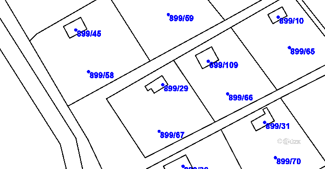 Parcela st. 899/29 v KÚ Chlumec u Chabařovic, Katastrální mapa