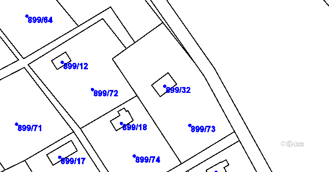 Parcela st. 899/32 v KÚ Chlumec u Chabařovic, Katastrální mapa