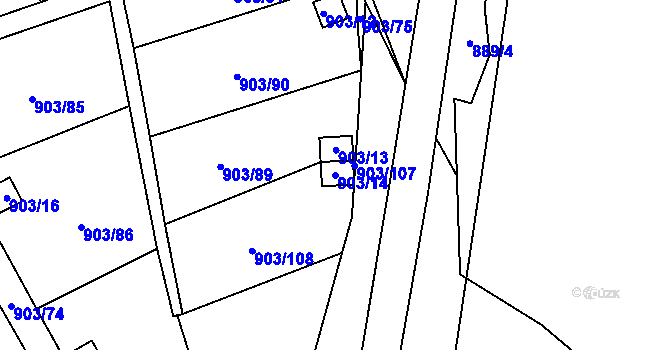 Parcela st. 903/14 v KÚ Chlumec u Chabařovic, Katastrální mapa