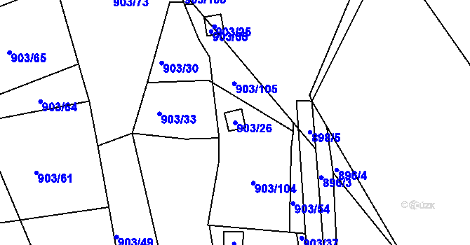 Parcela st. 903/26 v KÚ Chlumec u Chabařovic, Katastrální mapa