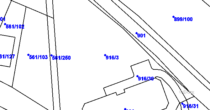 Parcela st. 916/3 v KÚ Chlumec u Chabařovic, Katastrální mapa