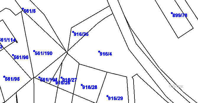 Parcela st. 916/4 v KÚ Chlumec u Chabařovic, Katastrální mapa