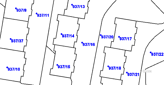 Parcela st. 937/16 v KÚ Chlumec u Chabařovic, Katastrální mapa