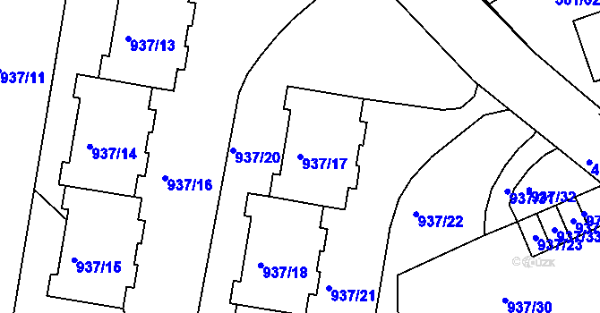 Parcela st. 937/17 v KÚ Chlumec u Chabařovic, Katastrální mapa