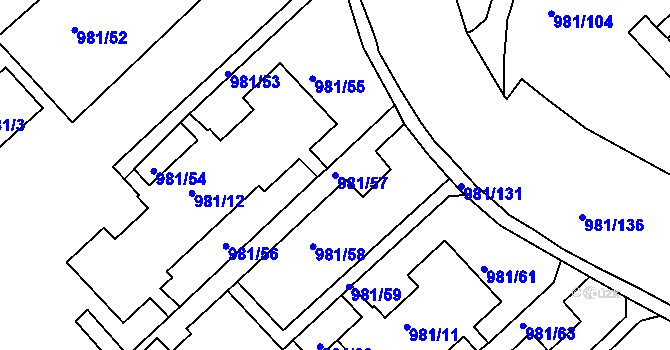 Parcela st. 981/57 v KÚ Chlumec u Chabařovic, Katastrální mapa