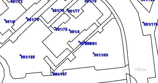 Parcela st. 981/80 v KÚ Chlumec u Chabařovic, Katastrální mapa