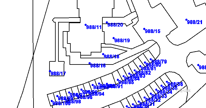 Parcela st. 988/18 v KÚ Chlumec u Chabařovic, Katastrální mapa