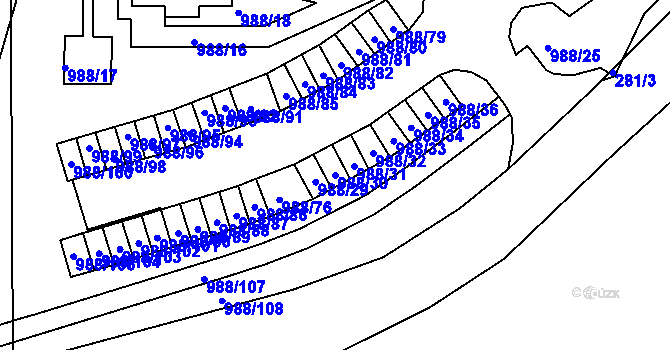 Parcela st. 988/30 v KÚ Chlumec u Chabařovic, Katastrální mapa