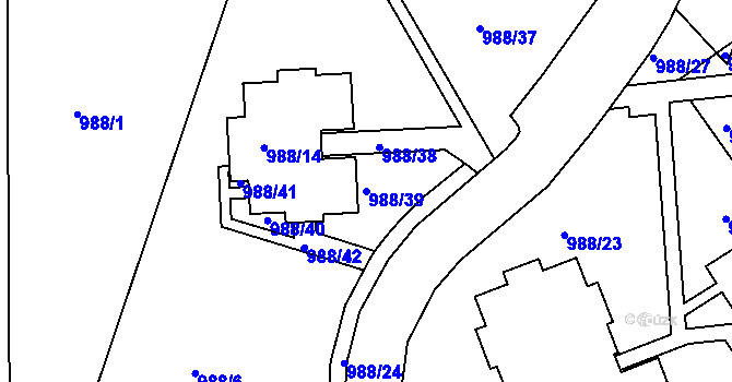Parcela st. 988/39 v KÚ Chlumec u Chabařovic, Katastrální mapa