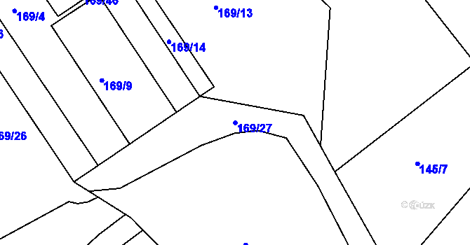 Parcela st. 169/27 v KÚ Chlumec u Chabařovic, Katastrální mapa