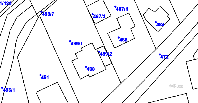 Parcela st. 489/2 v KÚ Chlumec u Chabařovic, Katastrální mapa