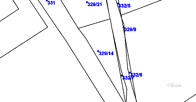 Parcela st. 329/14 v KÚ Chlumec u Chabařovic, Katastrální mapa