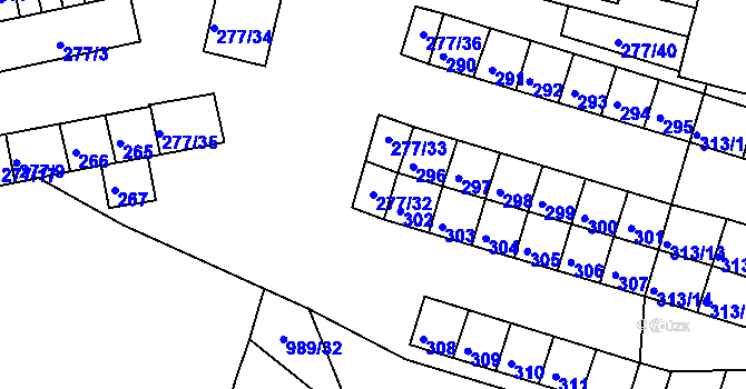 Parcela st. 277/32 v KÚ Chlumec u Chabařovic, Katastrální mapa