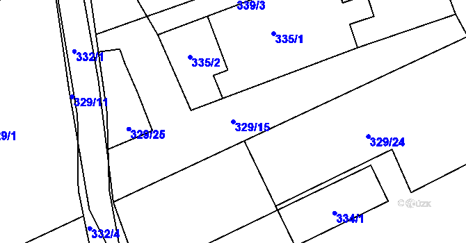 Parcela st. 329/15 v KÚ Chlumec u Chabařovic, Katastrální mapa