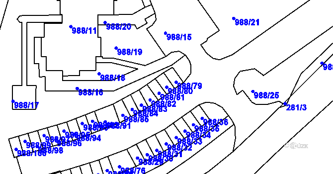 Parcela st. 988/80 v KÚ Chlumec u Chabařovic, Katastrální mapa