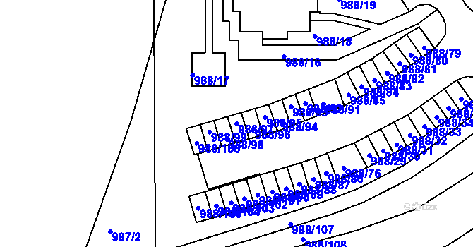 Parcela st. 988/97 v KÚ Chlumec u Chabařovic, Katastrální mapa