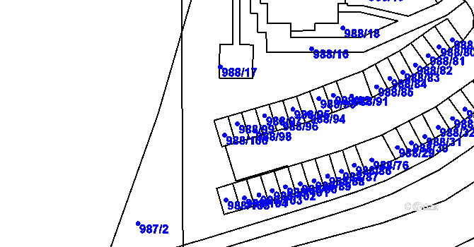 Parcela st. 988/99 v KÚ Chlumec u Chabařovic, Katastrální mapa