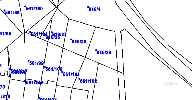 Parcela st. 916/29 v KÚ Chlumec u Chabařovic, Katastrální mapa