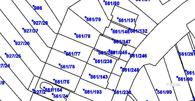 Parcela st. 561/247 v KÚ Chlumec u Chabařovic, Katastrální mapa