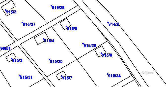 Parcela st. 915/29 v KÚ Chlumec u Chabařovic, Katastrální mapa