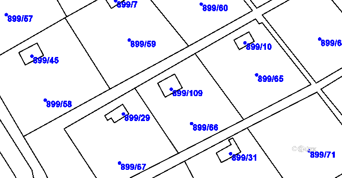 Parcela st. 899/109 v KÚ Chlumec u Chabařovic, Katastrální mapa